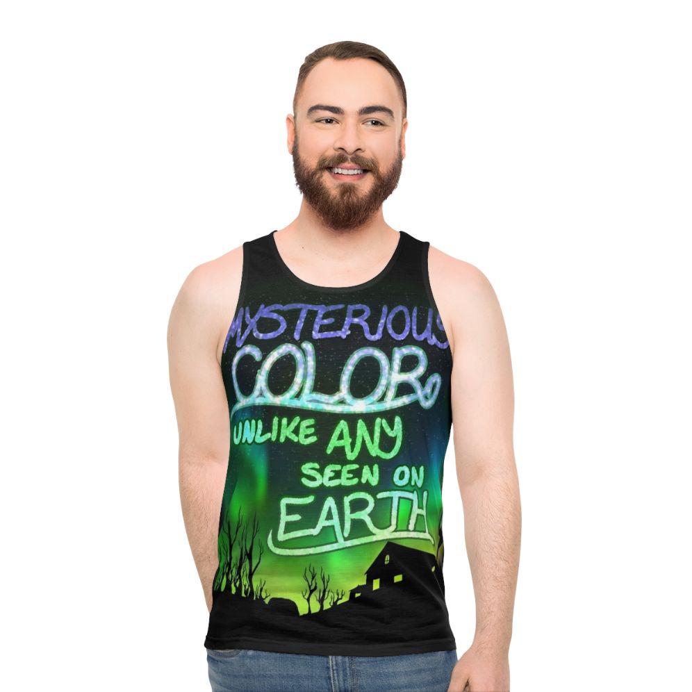 Unisex tank top with mysterious color inspired by Lovecraft's Color Out of Space