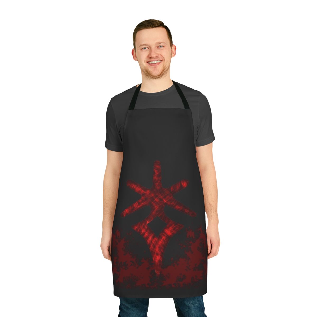 Dark knight-themed apron with a claymore sword design