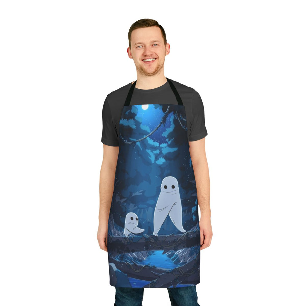 Apron featuring a graphic of the elusive Fresno Nightcrawler, a cryptid said to haunt the forests of California.