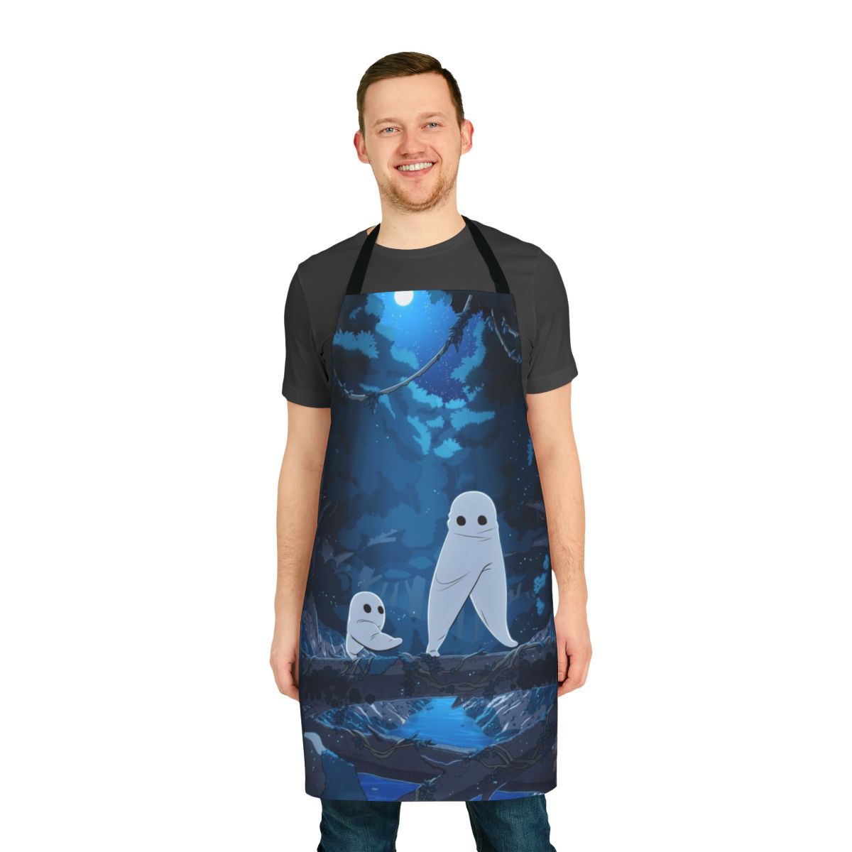 Apron featuring a graphic of the elusive Fresno Nightcrawler, a cryptid said to haunt the forests of California.