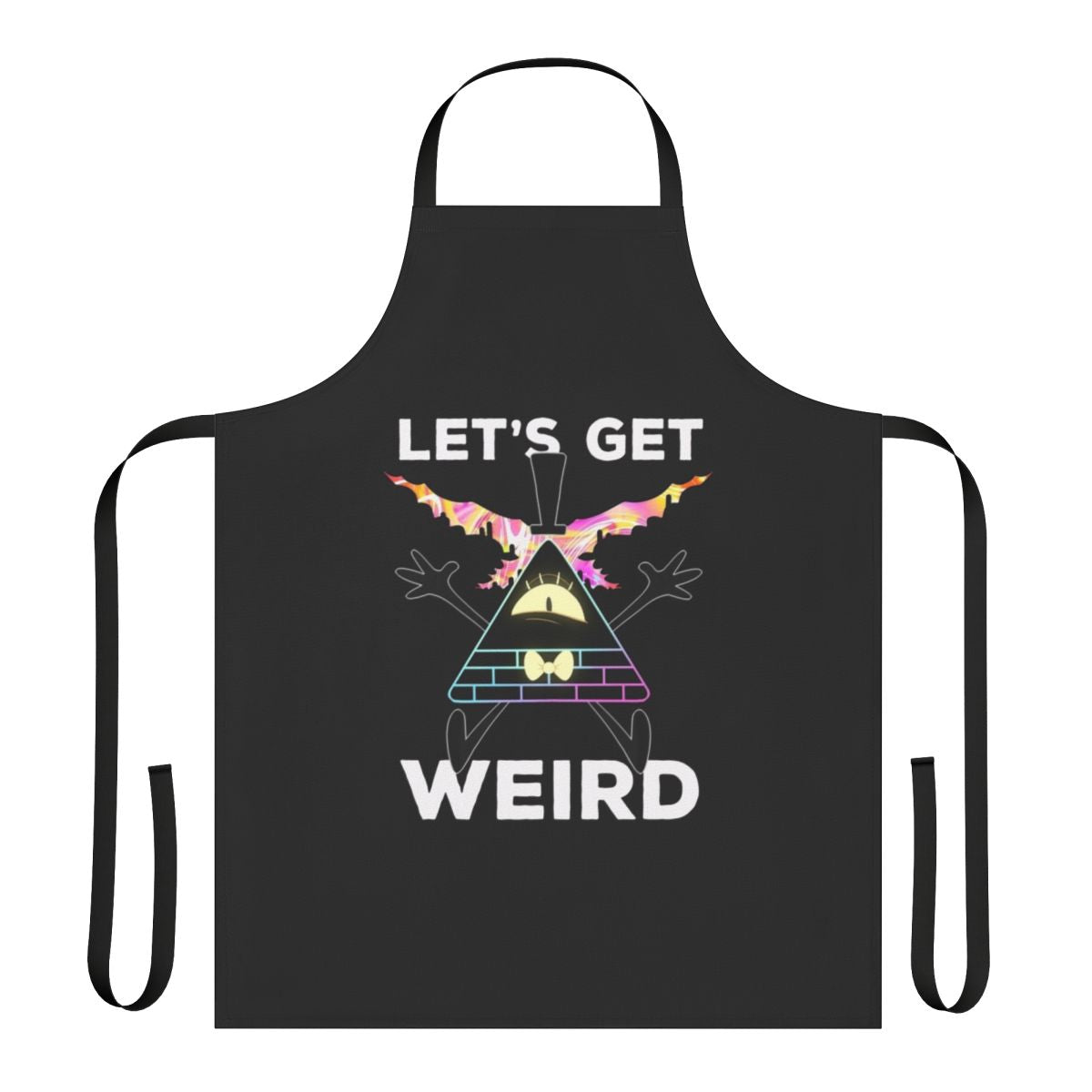 Gravity Falls-themed apron with Bill Cipher design for fans of the Weirdmageddon event.