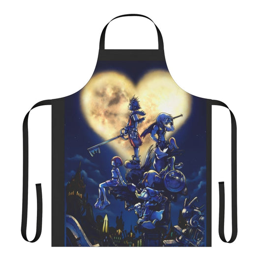 Kingdom Hearts inspired apron featuring the iconic keyblade and characters