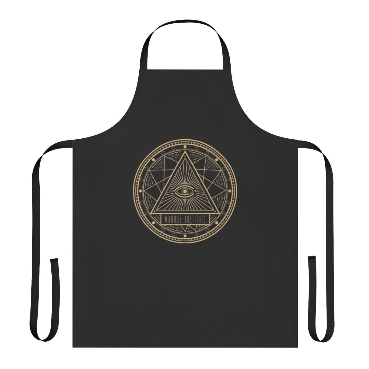 Apron featuring the Magnus Institute logo, a design inspired by the popular horror podcast "The Magnus Archives"