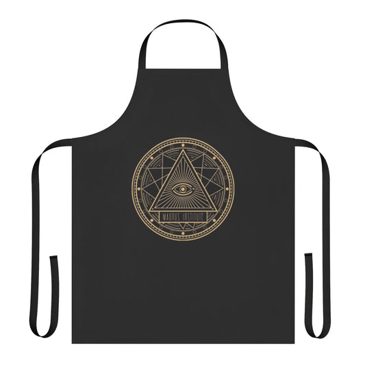 Apron featuring the Magnus Institute logo, a design inspired by the popular horror podcast "The Magnus Archives"