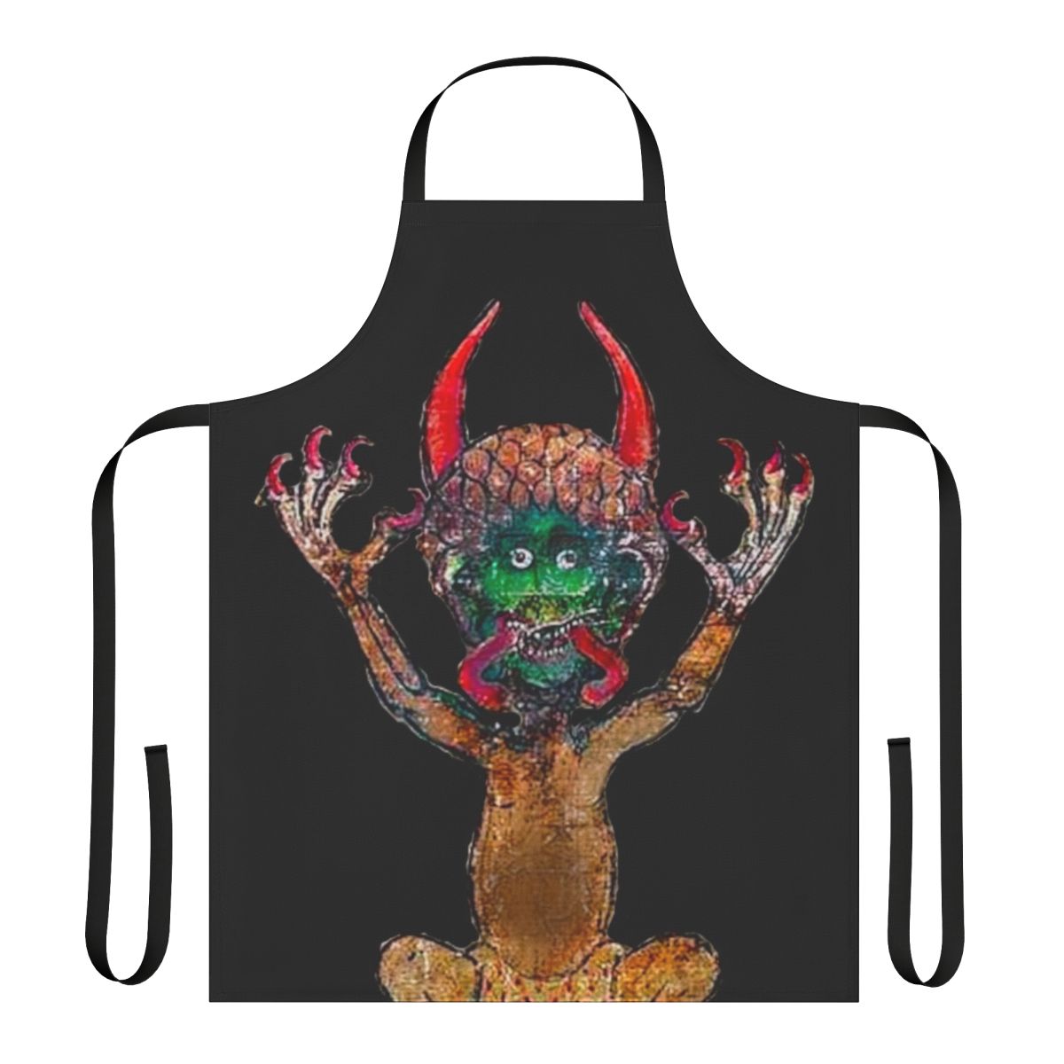 Apron featuring medieval manuscript imagery of a mythical devil creature