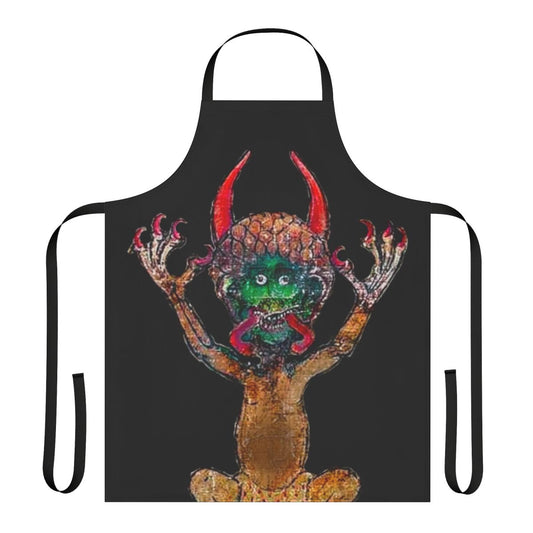 Apron featuring medieval manuscript imagery of a mythical devil creature