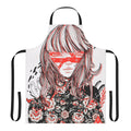 Strange world themed black and white apron with occult and runic designs