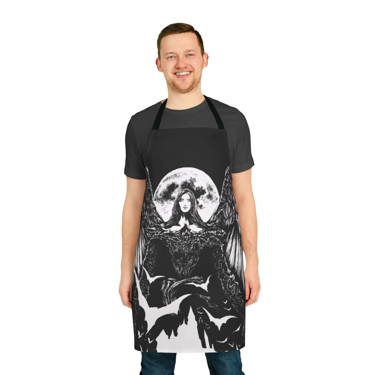 Mysterious night-themed apron with gothic and fantasy elements