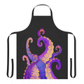 Vibrant purple tentacle design on an apron with octopus and cthulhu inspired imagery