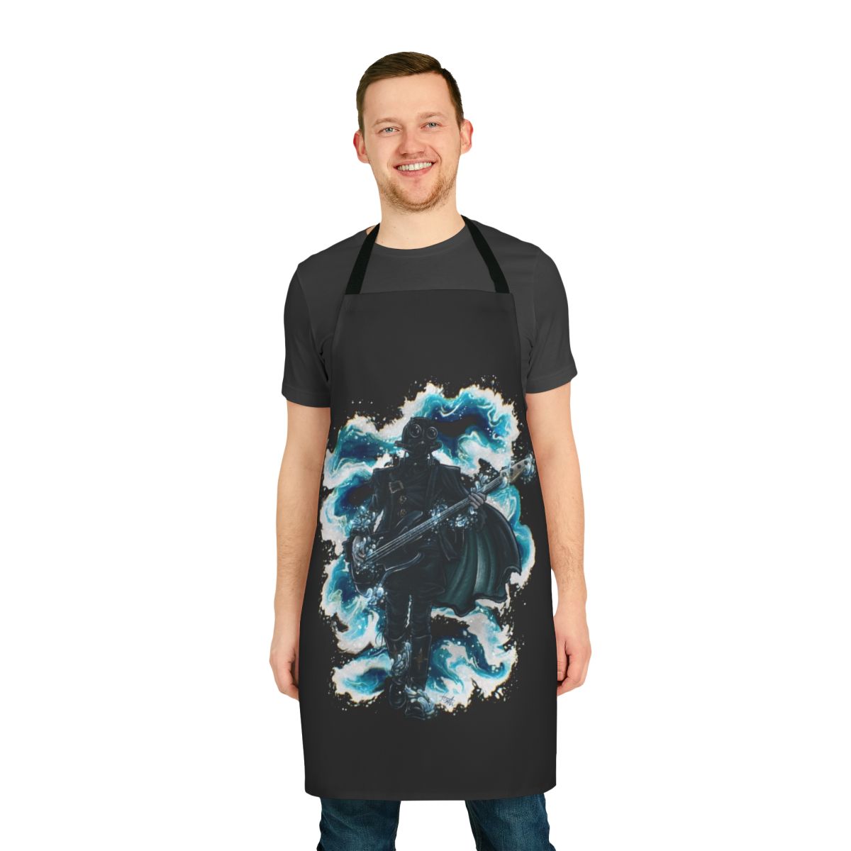 Occult-themed apron featuring a rain ghoul design