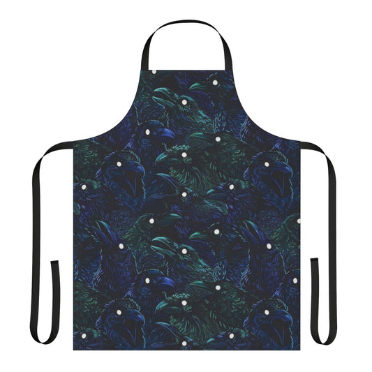 Raven pattern apron with a dark, gothic design