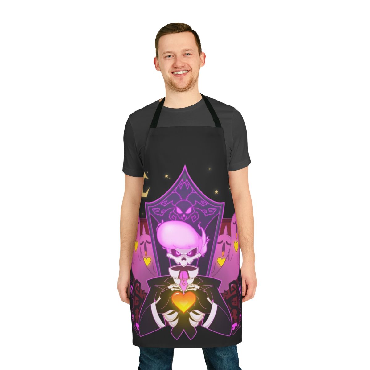 Mysterious skulls and ghost graphic design on a high-quality cooking apron