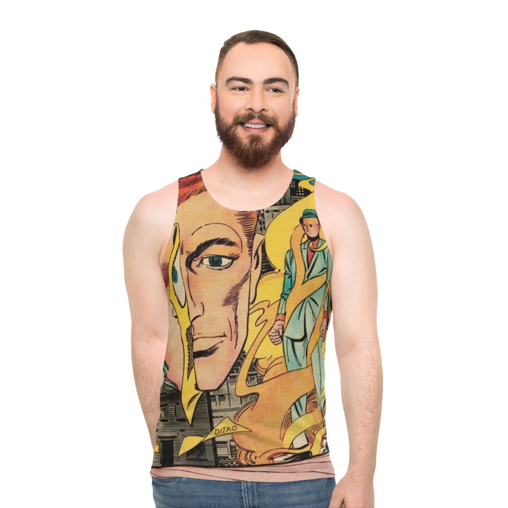 Mysterious Suspense Unisex Tank Top - Retro Comic Superhero Design