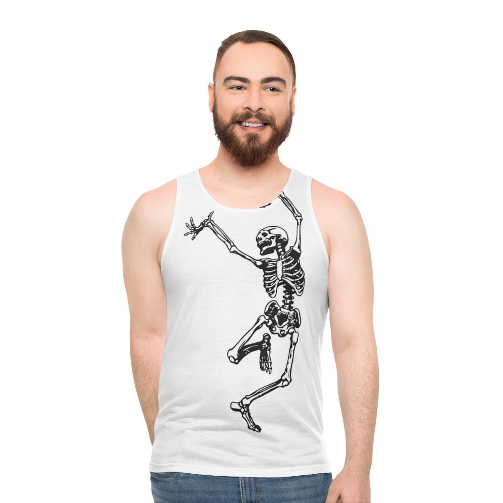 Unisex tank top featuring a skull design with mystic and occult elements