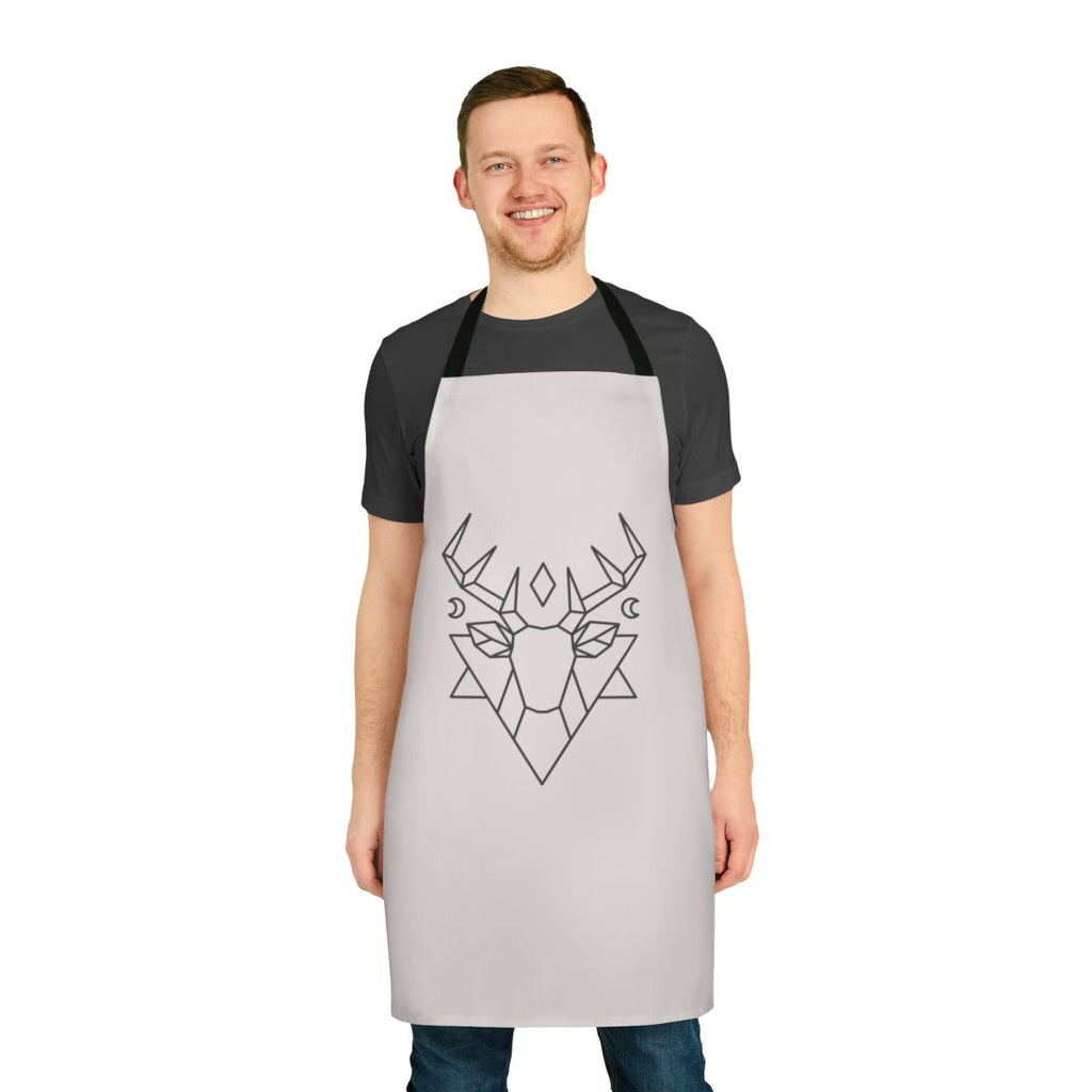 Mystic deer forest apron with geometric nature design