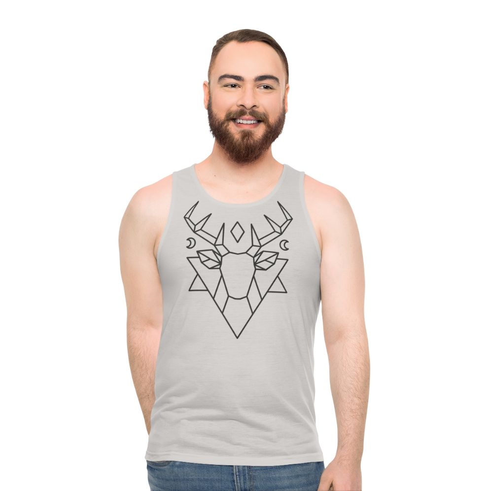 Mystic deer unisex tank top with geometric design
