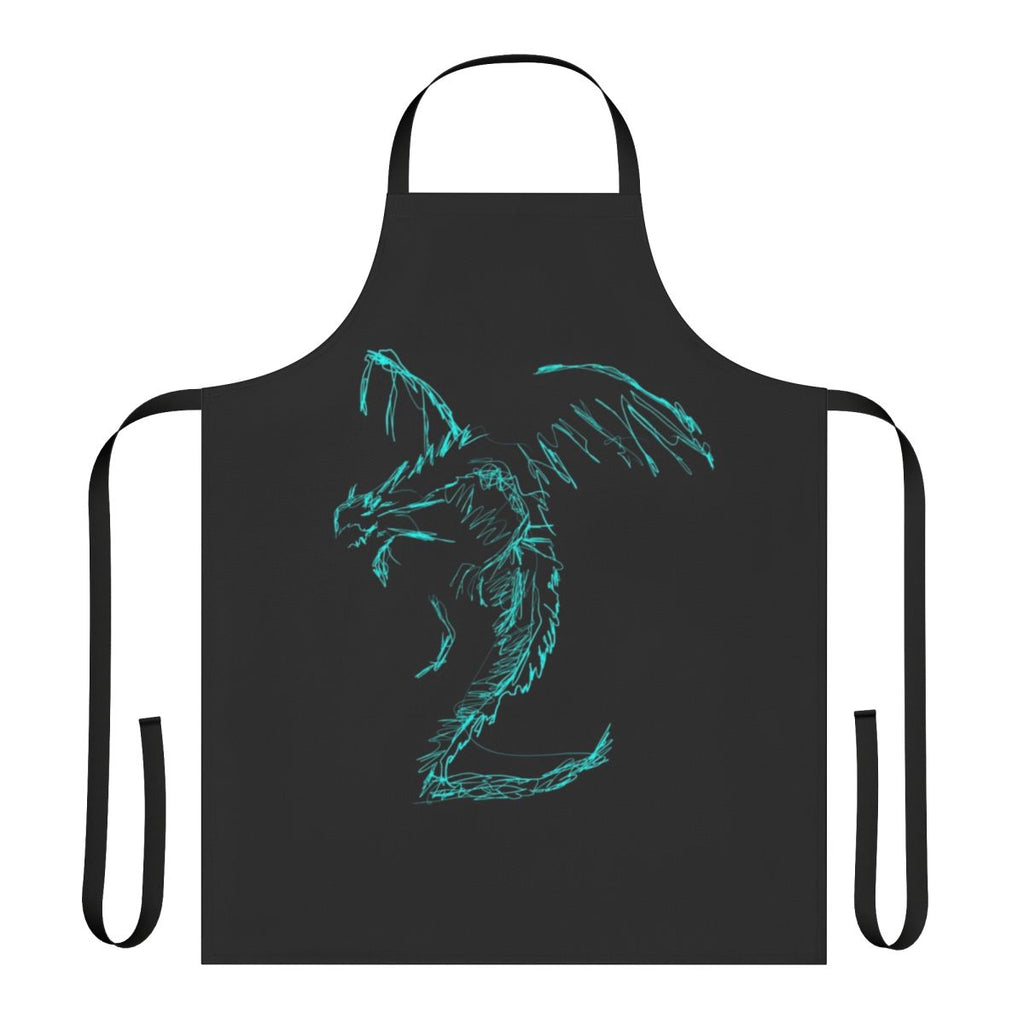 Mystic dragon lightning scribble design on black apron