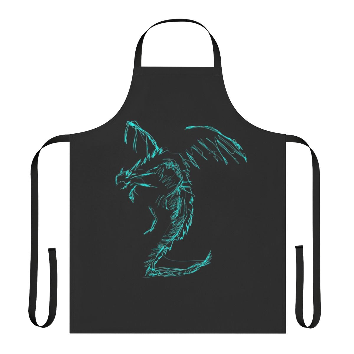 Mystic dragon lightning scribble design on black apron