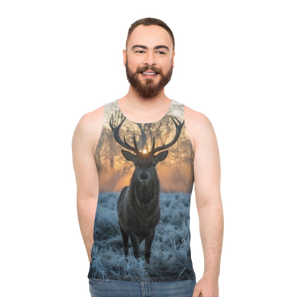 Mystic Highland Unisex Tank Top with Mythic Stag Design
