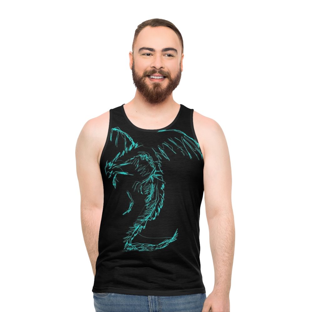 Mystic Lightning Dragon Scribble Unisex Tank Top
