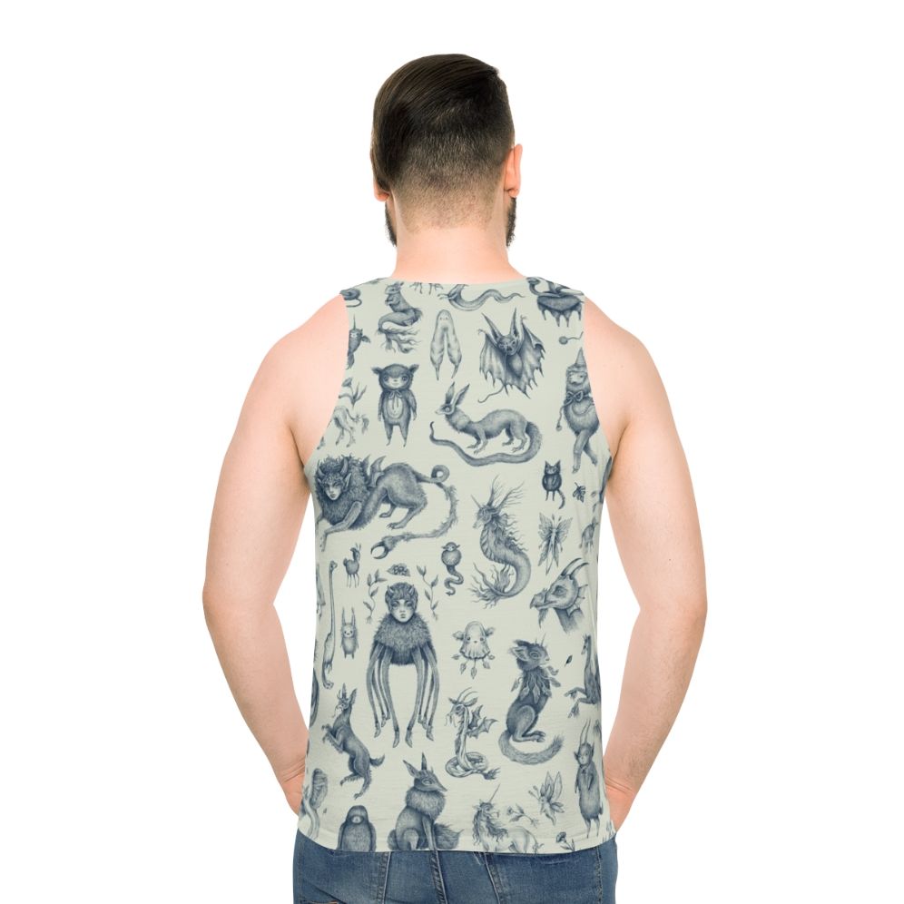 Unisex tank top with mystical creature and nature-inspired design