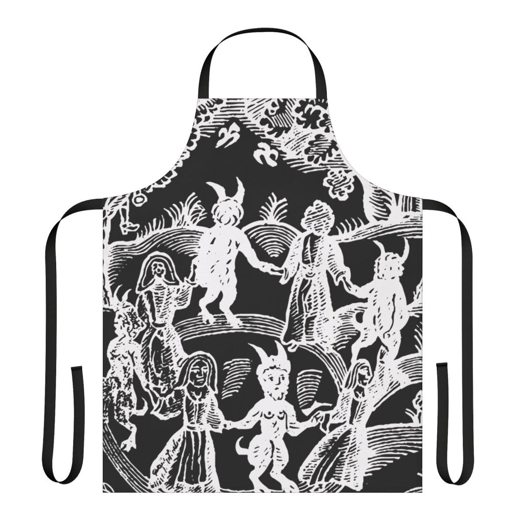 White apron with skull and goat design, perfect for spiritual and pagan rituals.
