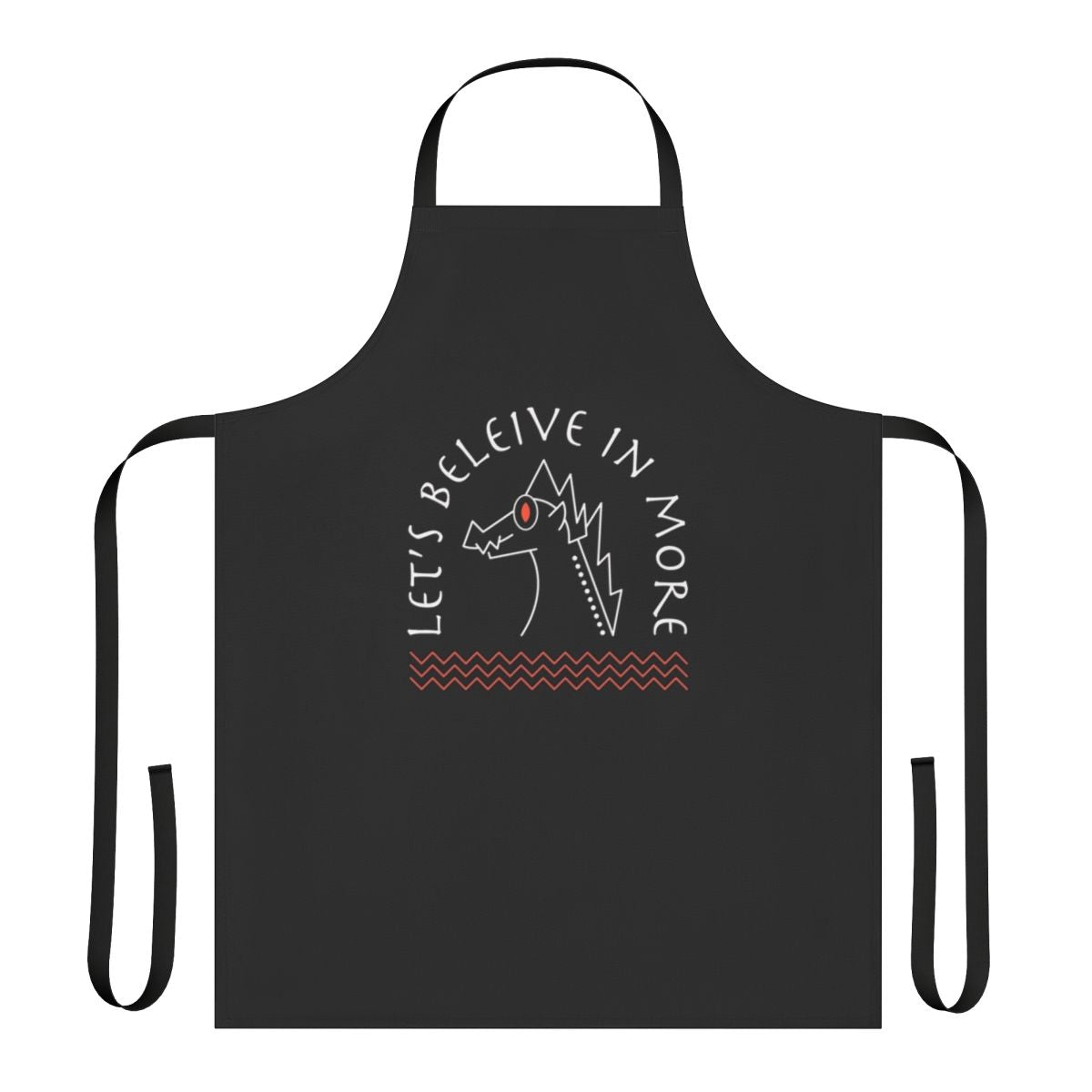 Elegant black and white apron featuring a minimalist dragon illustration, perfect for the fantasy and anime lover.