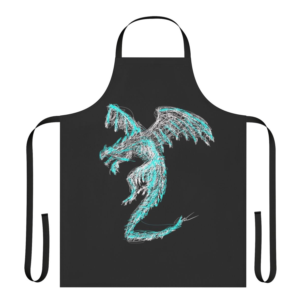 Apron featuring a scribbled mystic lightning dragon design