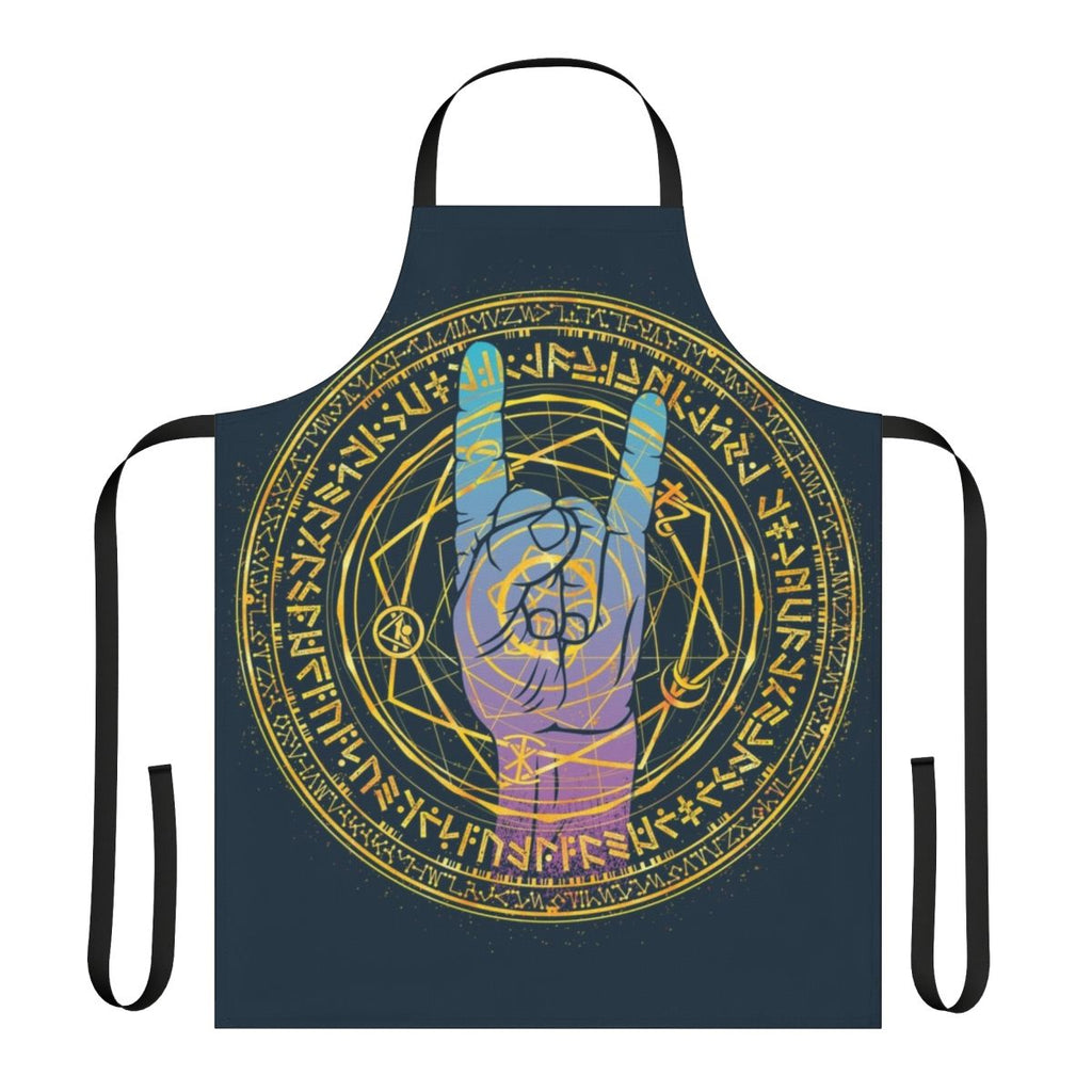 Apron featuring an abstract, geometric space design with a mystical, magical theme inspired by the Marvel character Doctor Strange.
