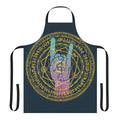 Apron featuring an abstract, geometric space design with a mystical, magical theme inspired by the Marvel character Doctor Strange.