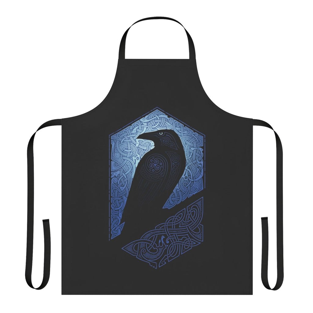 Mystical guardian apron featuring a raven silhouette in a Celtic-inspired design