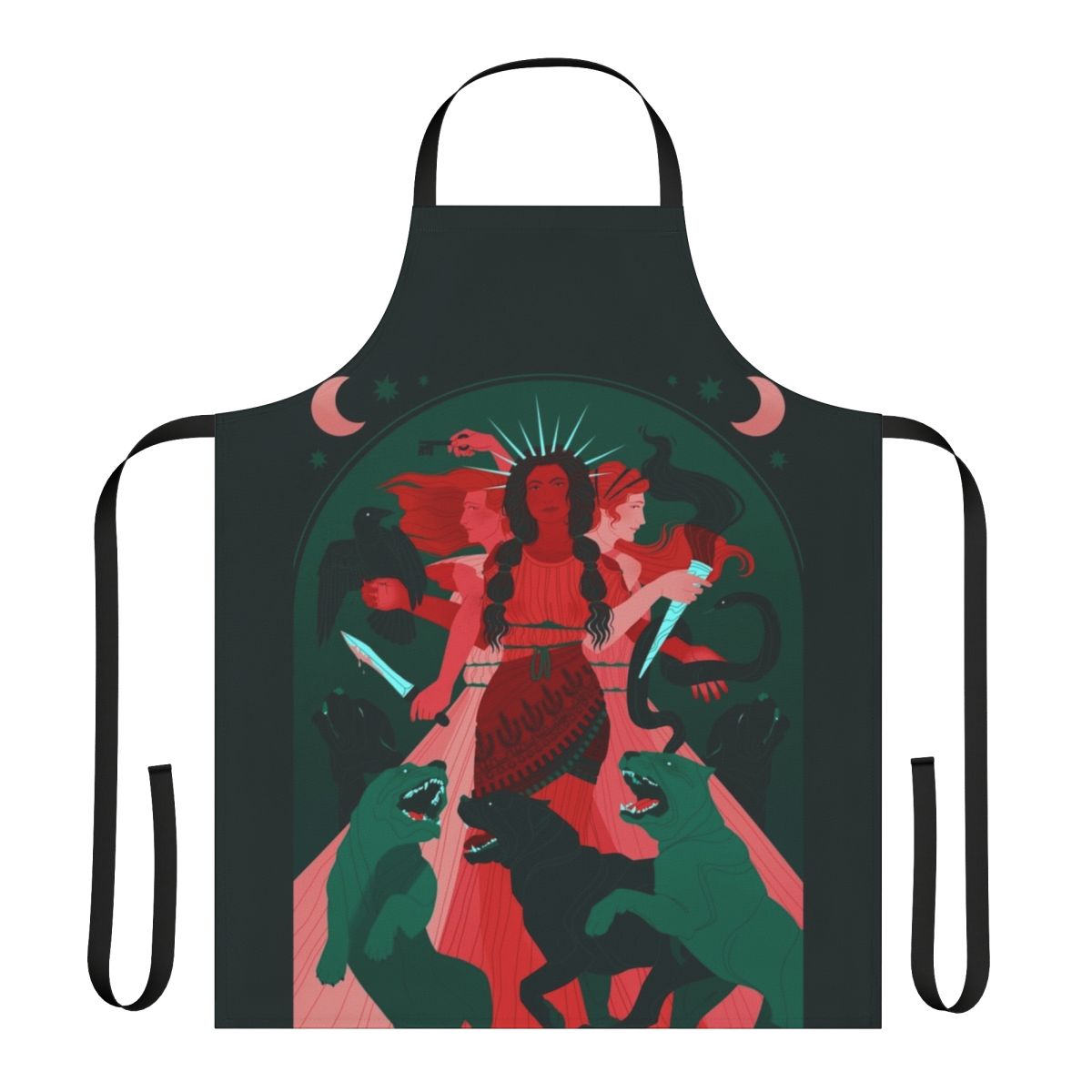 Hecate-inspired apron with occult and witchcraft motifs