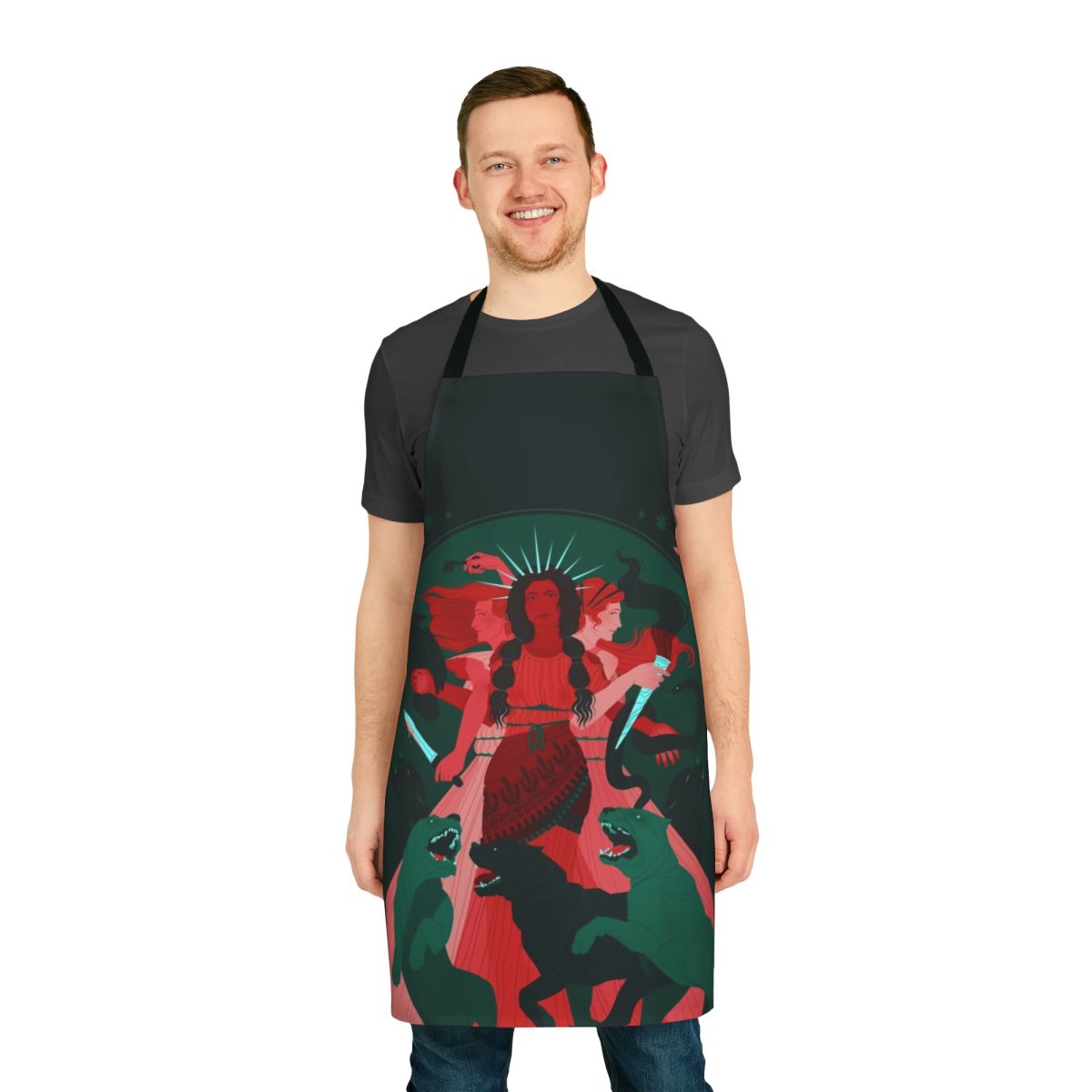 Hecate-inspired apron with occult and witchcraft motifs