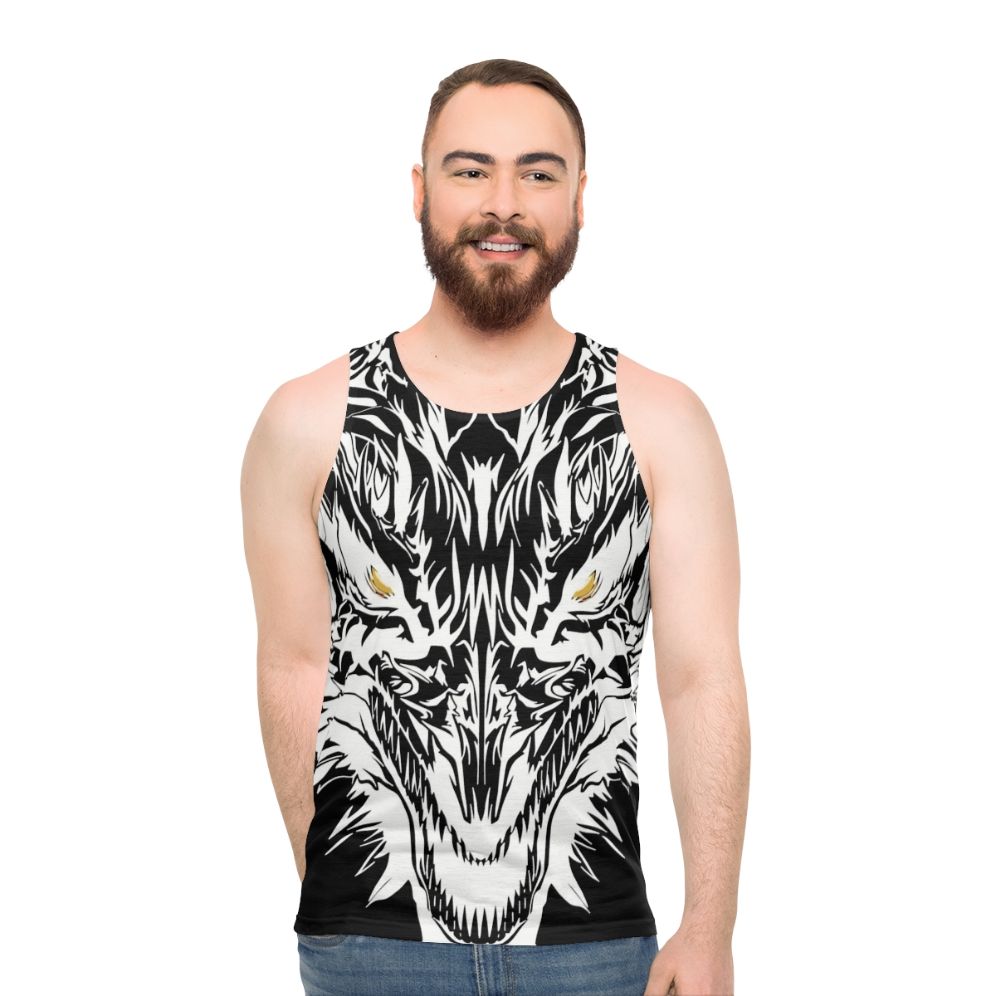 Unisex tank top with a mystical ice dragon graphic
