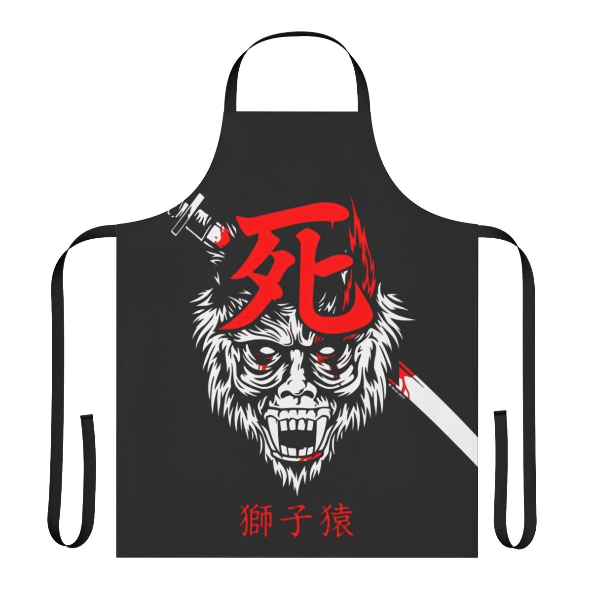 Stylized apron featuring a guardian ape from dark fantasy Japanese art