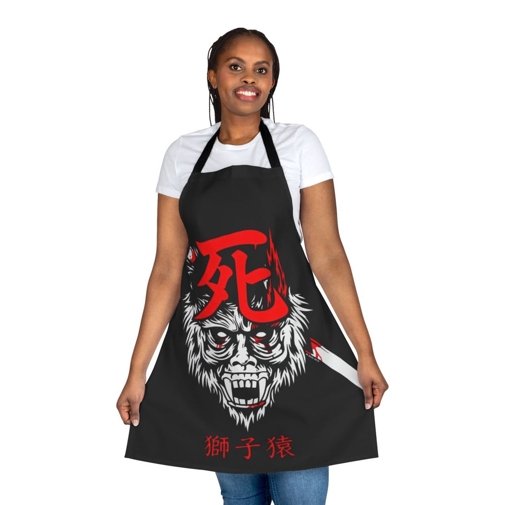 Stylized apron featuring a guardian ape from dark fantasy Japanese art