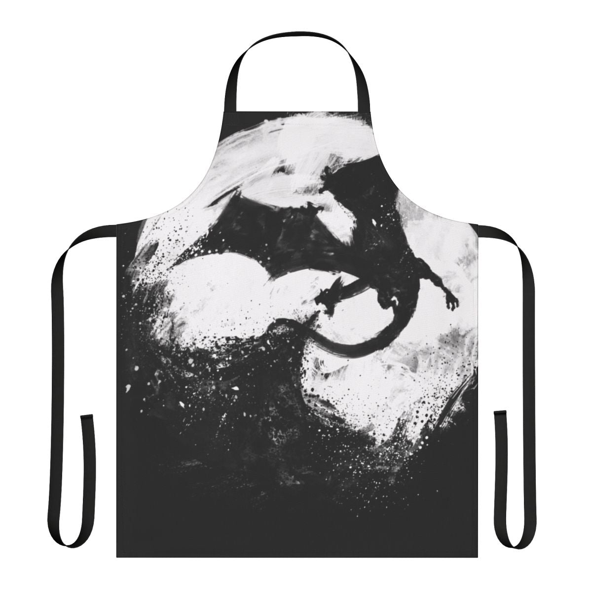 Midnight Desolation Apron featuring a mystical dragon in a night sky
