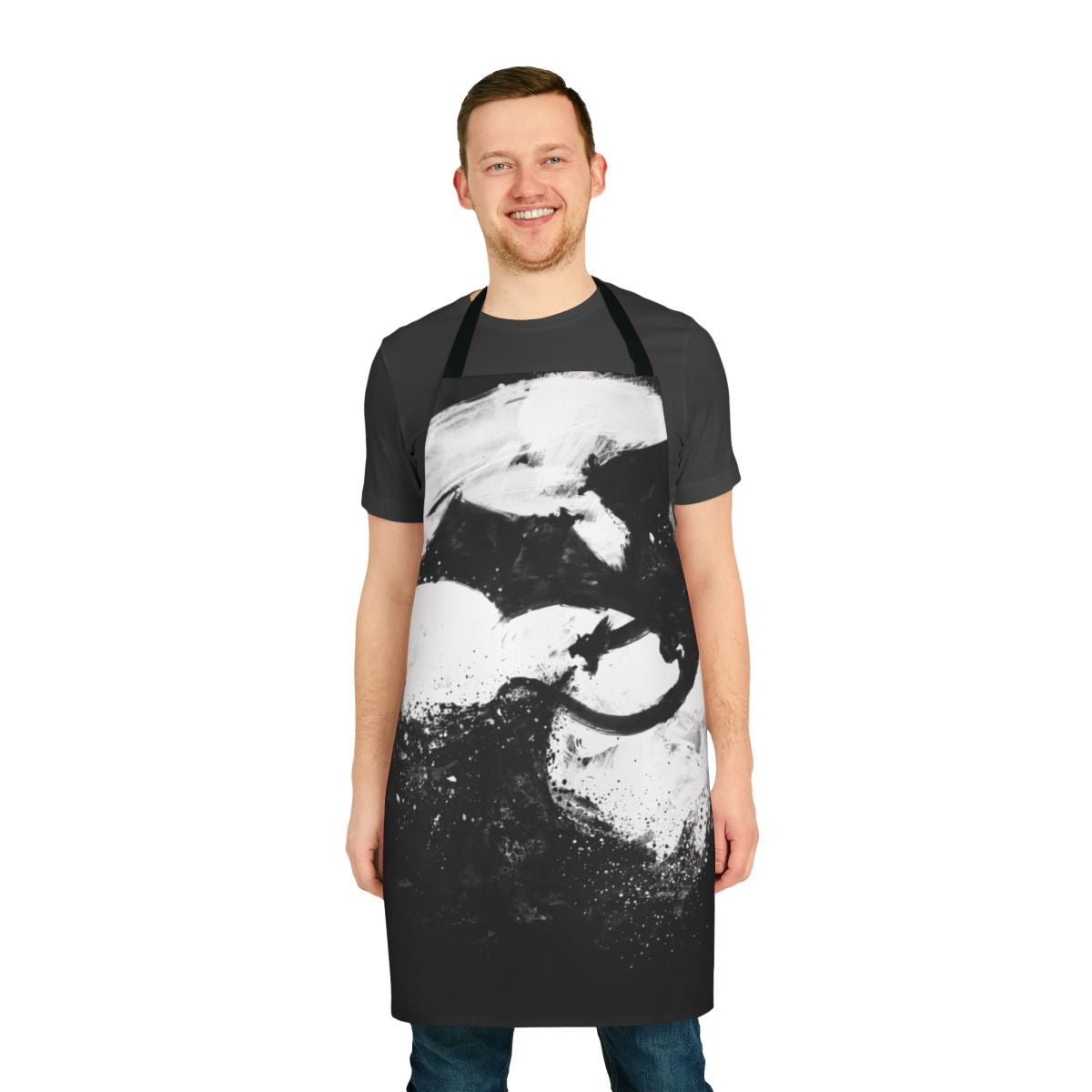Midnight Desolation Apron featuring a mystical dragon in a night sky