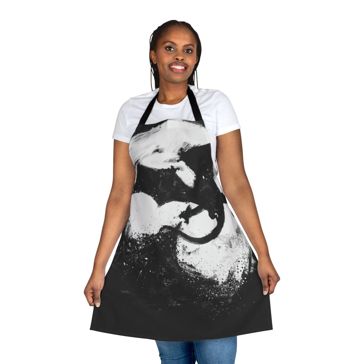 Midnight Desolation Apron featuring a mystical dragon in a night sky