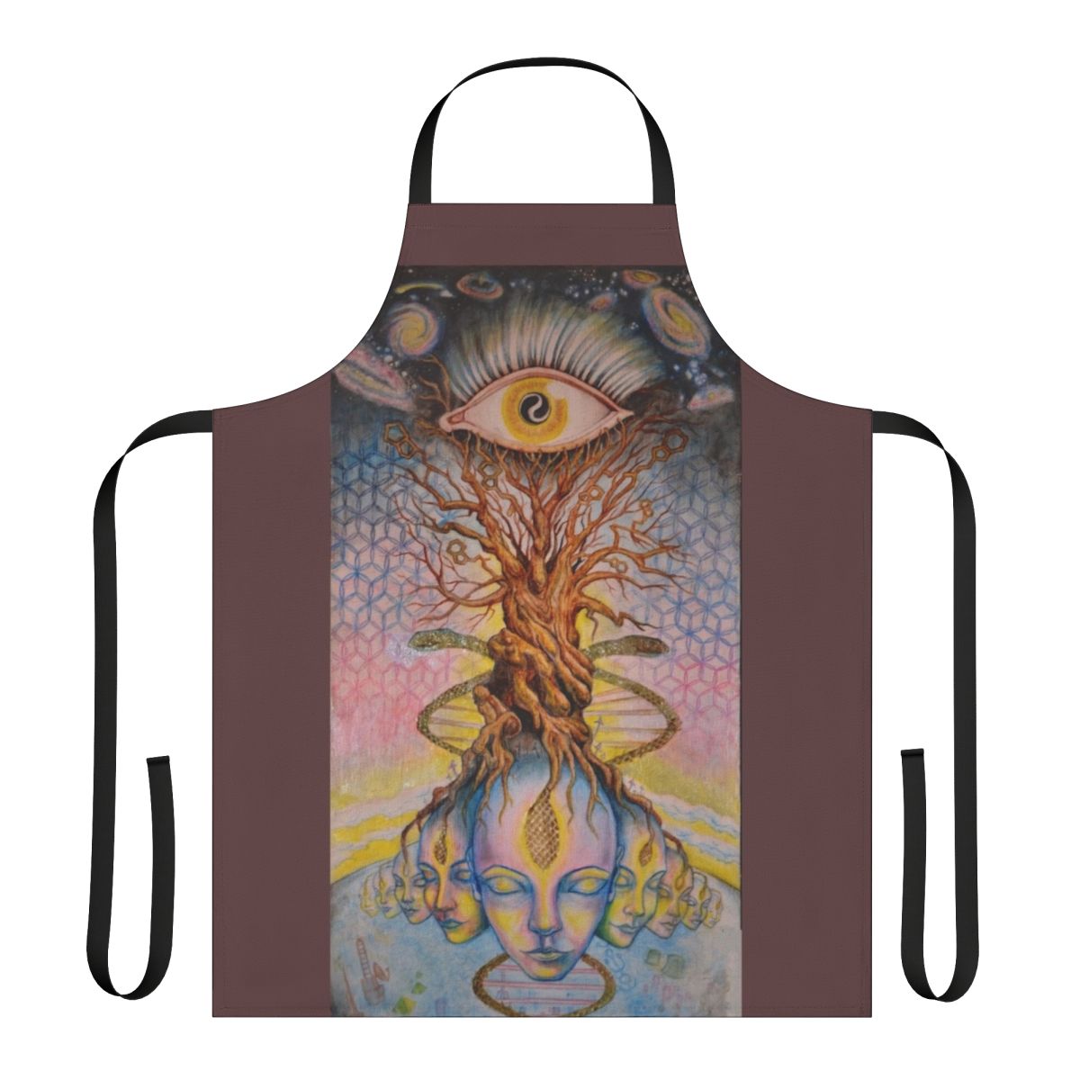 Pineal gland artwork depicted in vibrant colors on an apron
