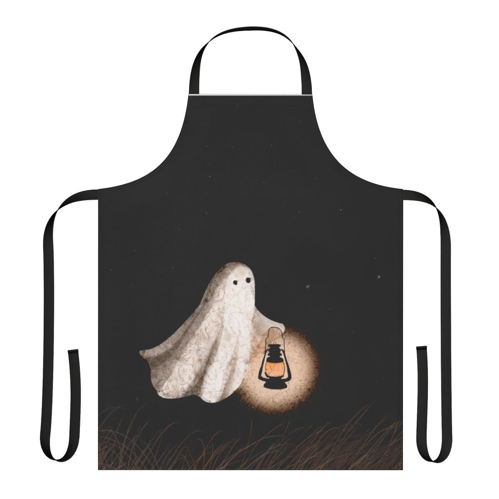 Twilight walk apron with ghostly lantern and starry night sky design
