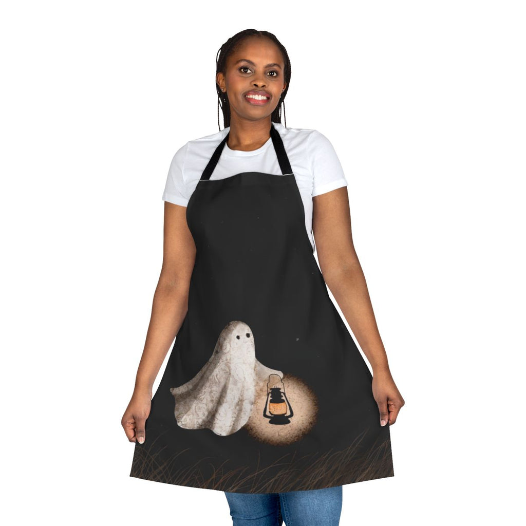 Twilight walk apron with ghostly lantern and starry night sky design