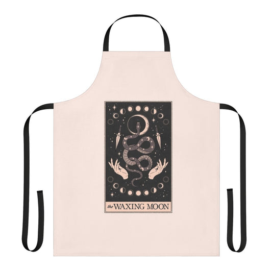 Mystical waxing moon apron with tarot and celestial design