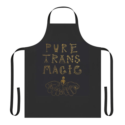 Mystical witchy apron with runes and pagan symbols in gold and black