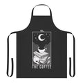 A dark, gothic-inspired coffee apron featuring occult and witchcraft-themed design elements