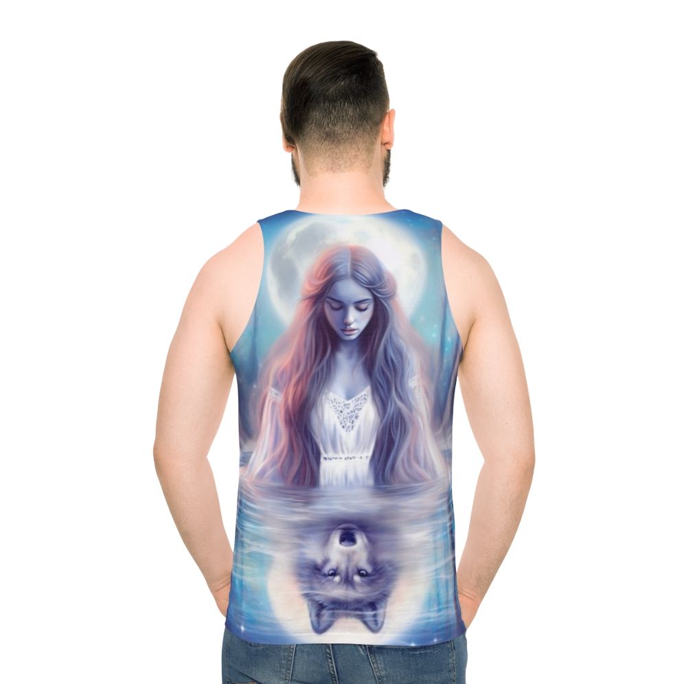 Pastel tank top with mystical wolf design