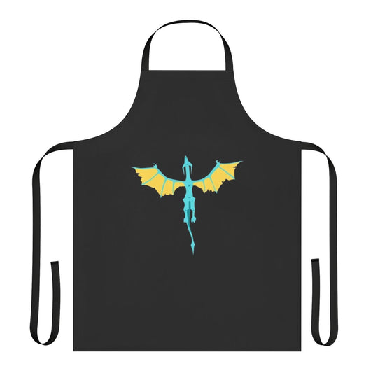Whimsical apron featuring a print of mythical creatures like unicorns and other legendary animals in an antique-style floral design.