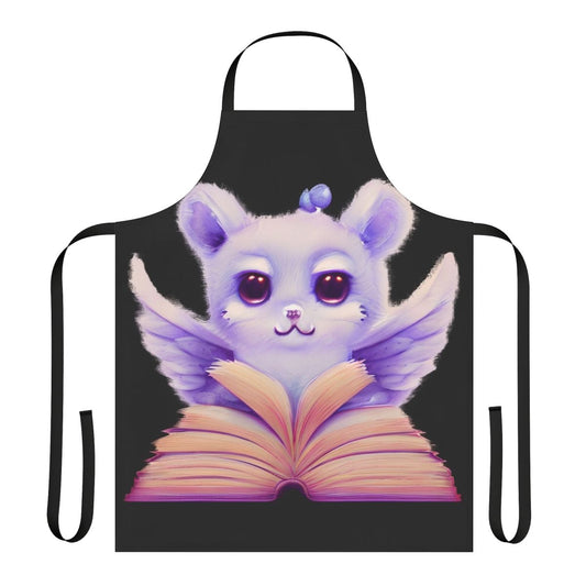 Apron featuring an open book design with illustrated legendary animals and fantasy creatures