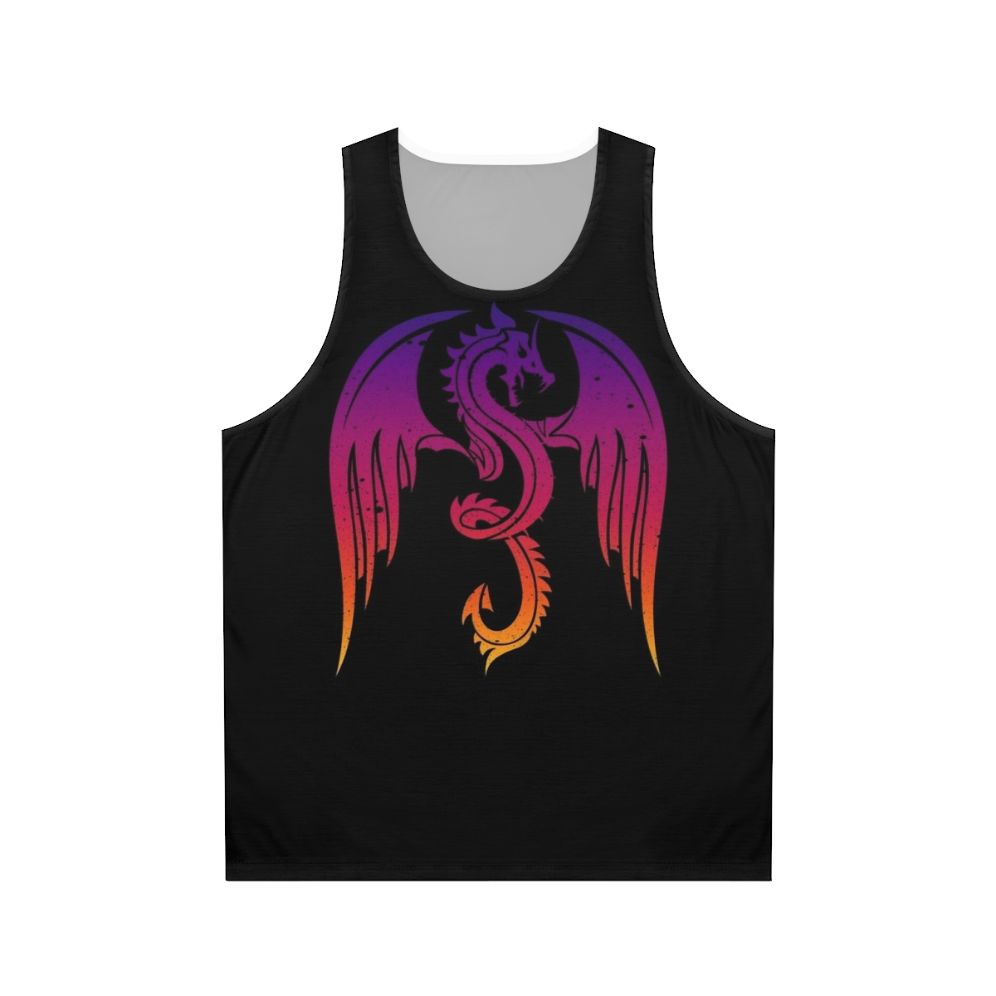 Mythical dragon silhouette on unisex tank top