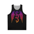 Mythical dragon silhouette on unisex tank top